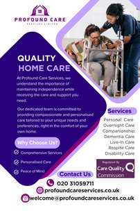 Profound Care Services live in care types