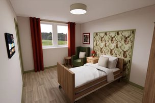 Oaklands Rest Home, bedroom with TV 