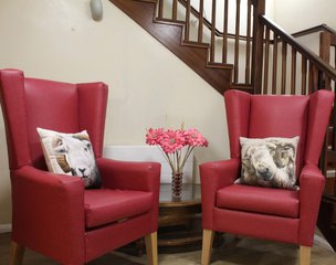 Llwyn Teg Care Home - Seating area with coffee table