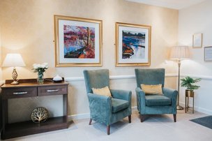 Antonine House Care Home, blue chairs in the living area 