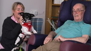 Ledbury Nursing Home - resident enjoying animal therapy session
