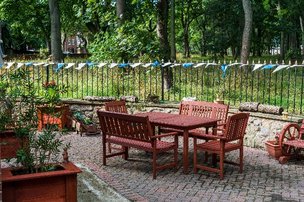 Ashton Grange Residential Home, patio and seating area
