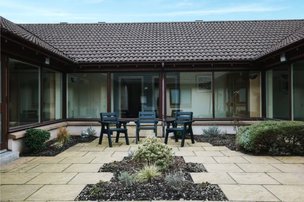 Hilton Court Care Home, patio of garden area 