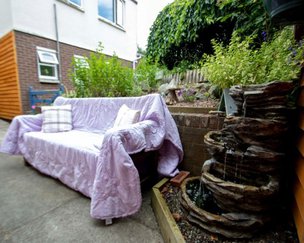 Wylesfield Care Home, Llandrindod Wells, garden with fountain 