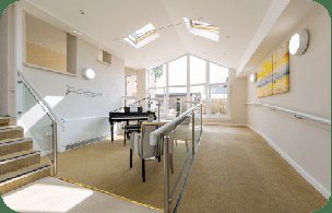 Lornebank Care Centre Communal Room with Piano