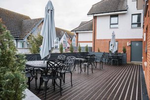 Culduthel Care Home, decking area facing the back of the home