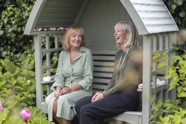 GoodOaks Homecare Leicestershire South, sitting in the garden 