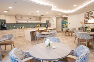 Elstree View Care Home, Hertfordshire, kitchen and dining area 