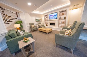 Elstree View Care Home, Hertfordshire, lounge with TV 