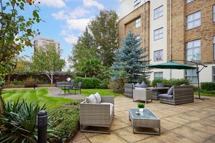 Albany Lodge Nursing Home rear exterior garden sitting area