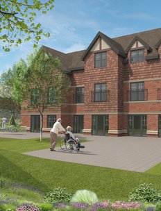 Alice Court, Eastbourne, man in wheelchair 