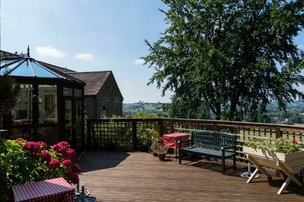 Bankwood Care Home in Belper, patio seating and view