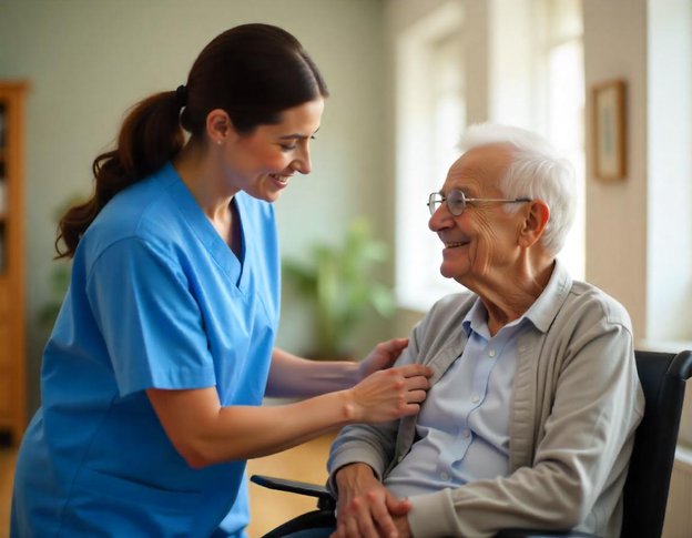 Angels Care Training Academy LIC, Enfield. Carer with eldery man 