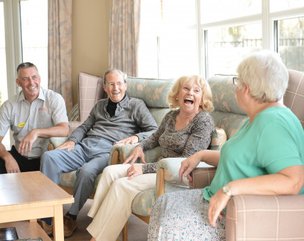 Bowbridge Court Care Home in Newark, residents socialising