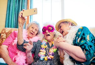 Breton Court Nursing Home in St Michaels elderly female friends taking selfie