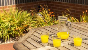 Broadoak Manor Care Home in St Helens, table with juice