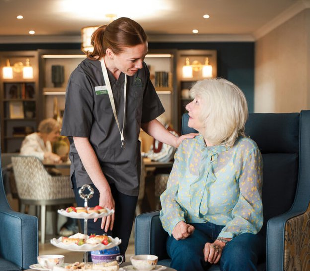 Chantrey Fields care home in Market Rasen, carer and resident