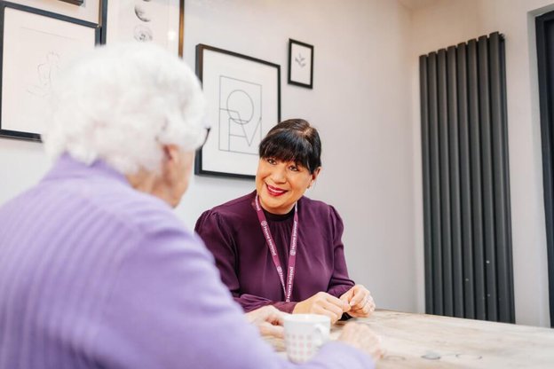 Home Instead Mansfield, Carer having tea with elderly