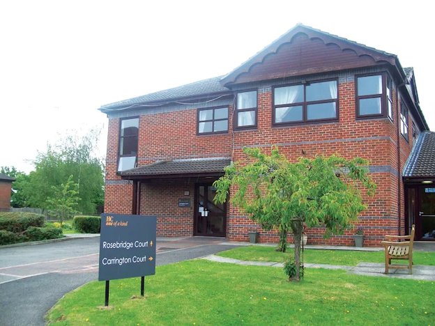 Carrington Court in Hindley, outside of home