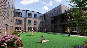 Harpenden Springs, Hertfordshire, garden with people , 