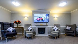 Claremont, lounge with fireplace 