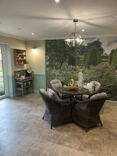 Crofton Springs, table with garden mural 