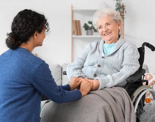 D'Elevated Homecare, Taff's Well, carer and client