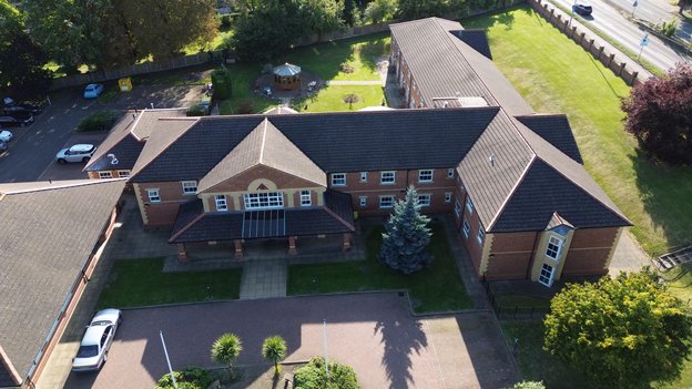 Enderby Grange, topdown of the exterior of the home