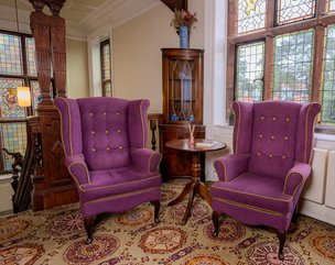 Norwood, Ipswich, purple arm chairs 
