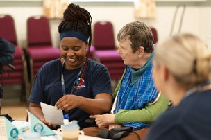 Abbots Care Dorset, carer with eldery residents. 