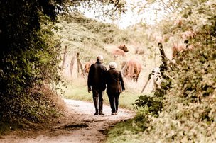 Home Instead Yeovil, Sherborne and Bridport Live in client on a walk with carer