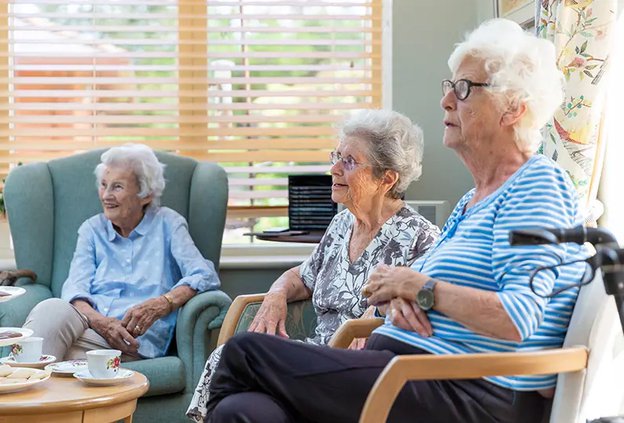 Residents lounging at The Lodge