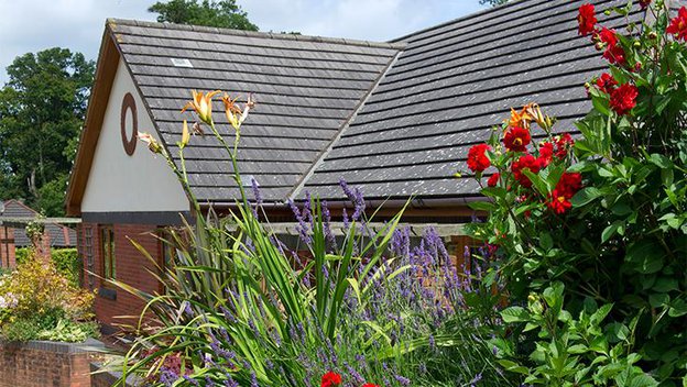 Gittisham Hill House, close up of homes entrance. 