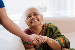 Gokul-vrandavan in Leicester- Elderly lady smiling