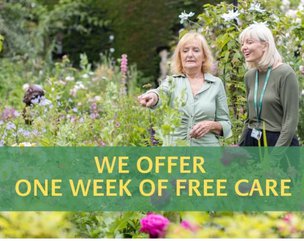GoodOaks Homecare Sussex South, carer in garden with lady