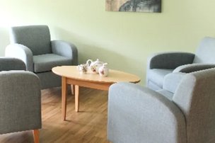 Hillside View Care Home in Glenburn, lounge with tea