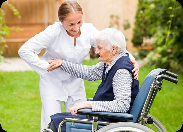 Chinite Resourcing, carer with client in wheelchair 