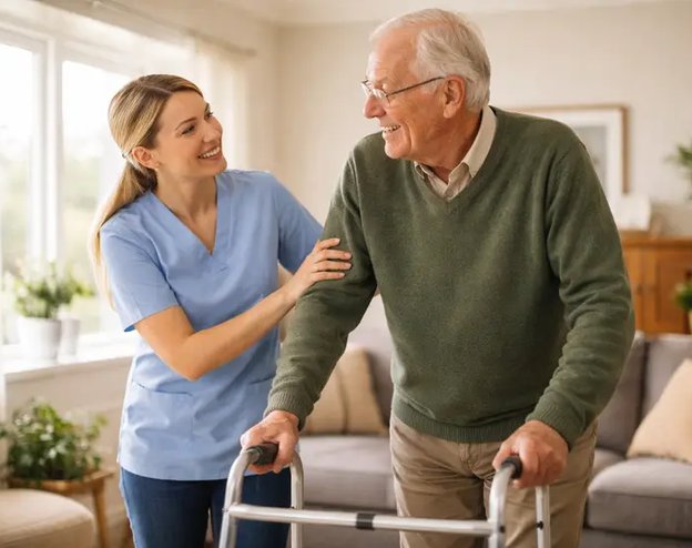 Valued Care, Manchester, carer with eldery man 