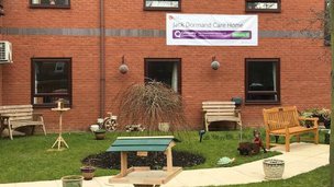Jack Dormand Care Home in Peterlee, garden with seating