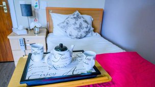 Kirknowe, bedroom with tea set 