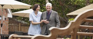 Bury Lodge Care Home in Beaconsfield, carer and resident