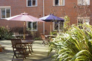 Lansdowne Care Home in Cricklewood, garden patio