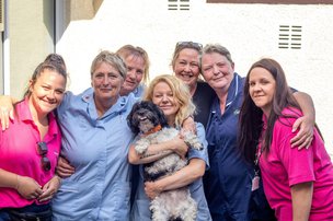 Llys Hafren Care Home - Team photo, including dog