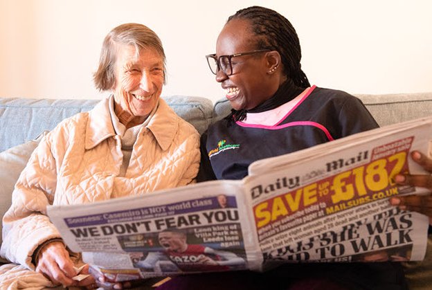 Millfield Healthcare Services, care reading the newspaper 