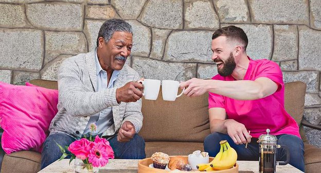 Nurse Next Door, Surrey,  Live-in Carer With Client Drinking Cups of Tea