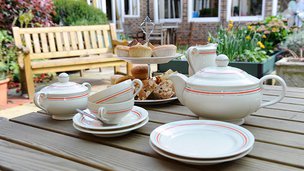 Oakhill House Care Home in Horsham, afternoon tea outside
