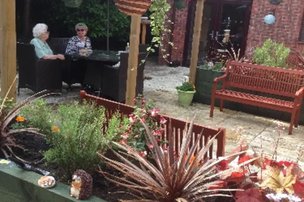 Overdene House Care Home in Winsford, patio