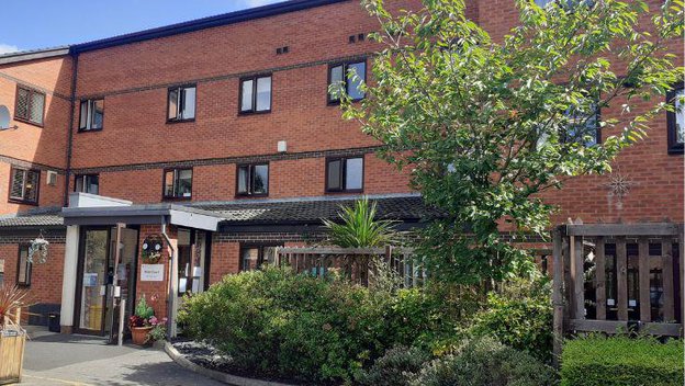 Rose Court Nursing and Residential Home in Manchester, front entrance