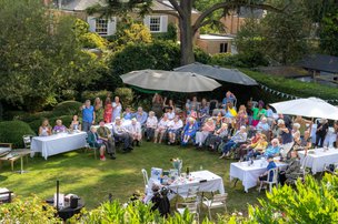 Speirs House, New Malden, residents in the garden 