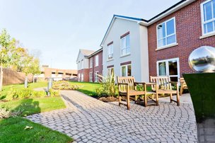 St Clare's Court in Newton Aycliffe, back garden and patio